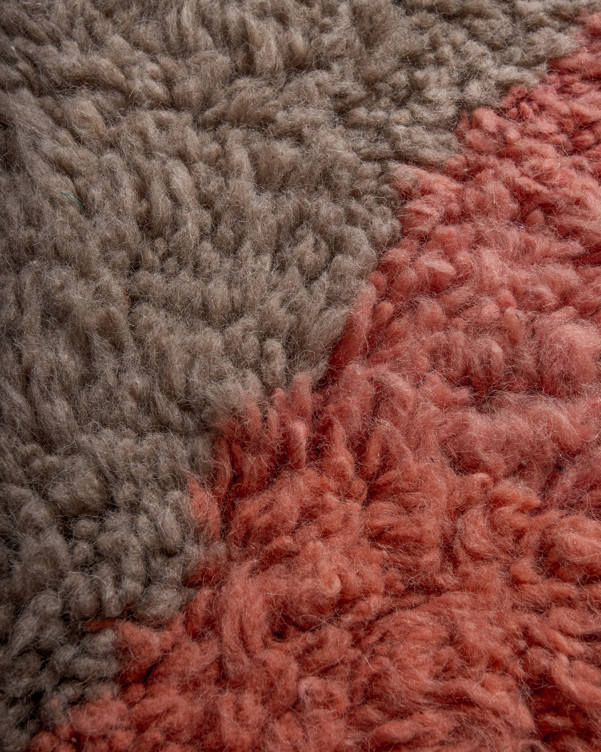 Modern, designer, handcrafted Berber rug from Morocco. Beniourain carpet with beautiful colours and patterns and fluffy wool texture.